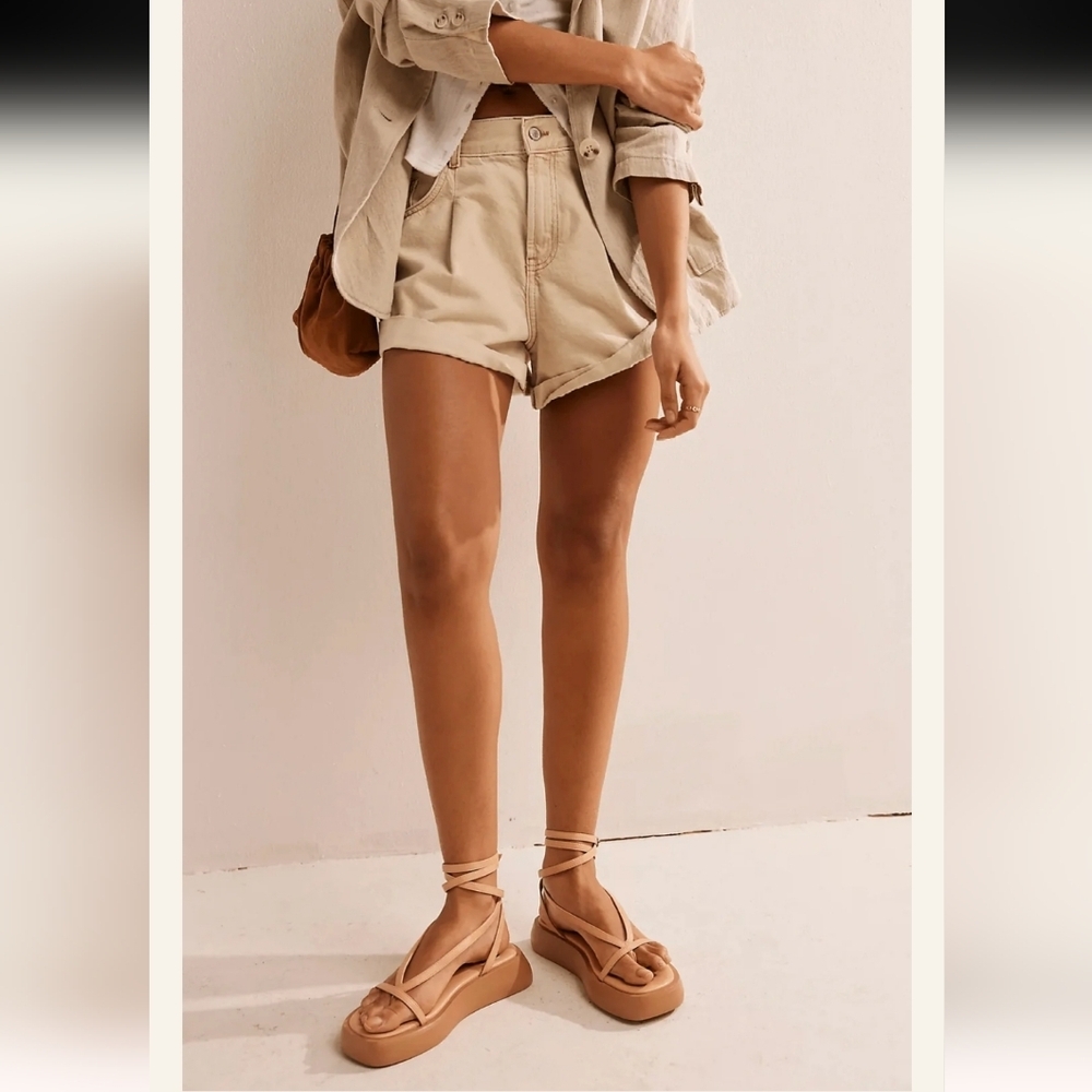 We The Free Beige Jean Shorts